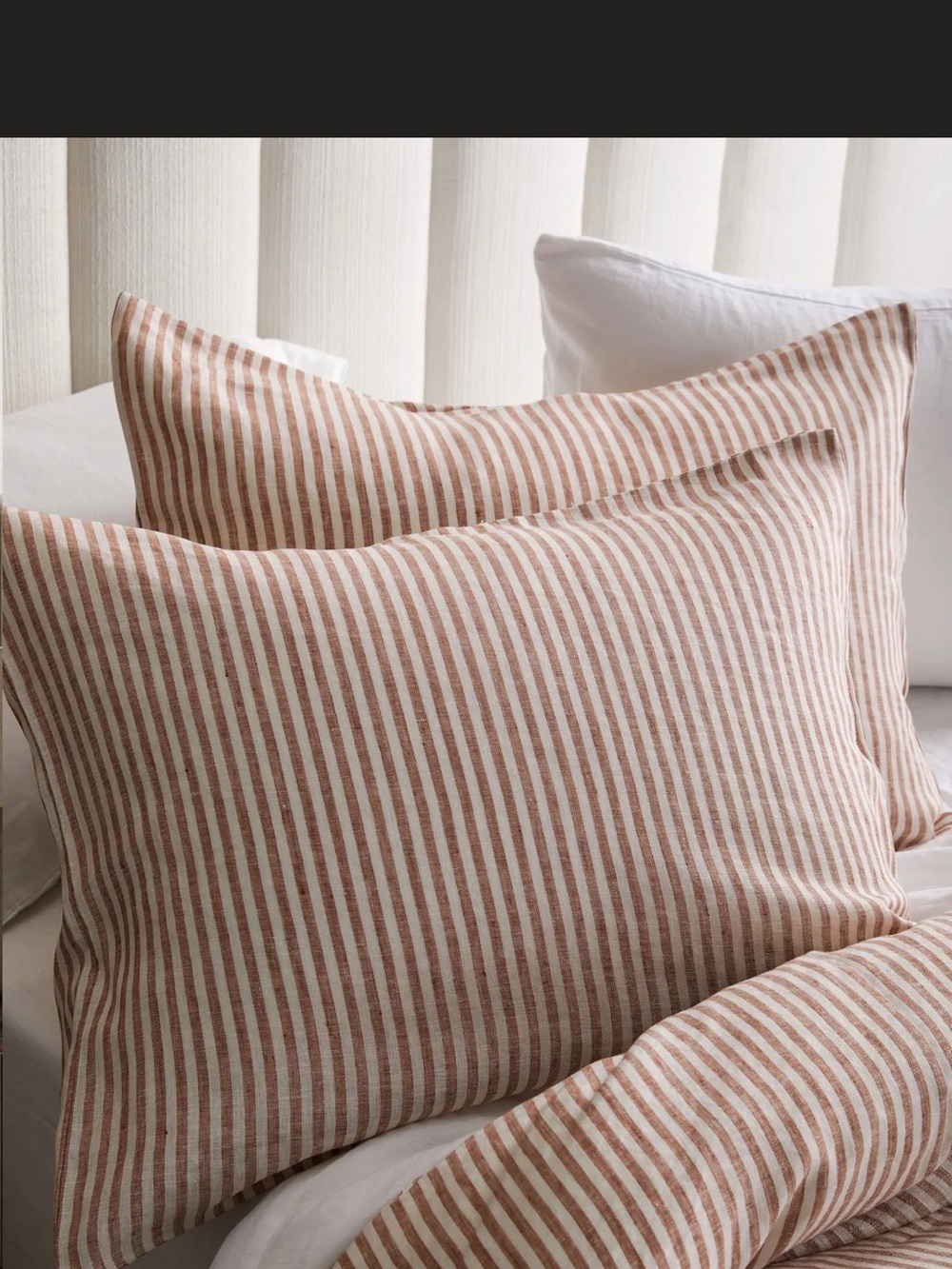 Quince Terracota Striped Linen Standard Sham Set
